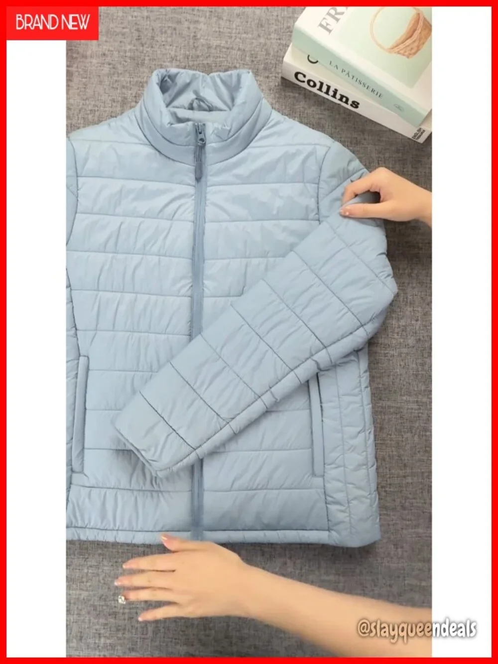 Lightweight Water-Resistant Stand-Collar Full Zip Puffer Coat